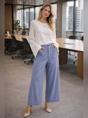 Anthropologie Maeve Colette Magic Fabric Crop Wide-Leg Pants – Lavender (NWT)